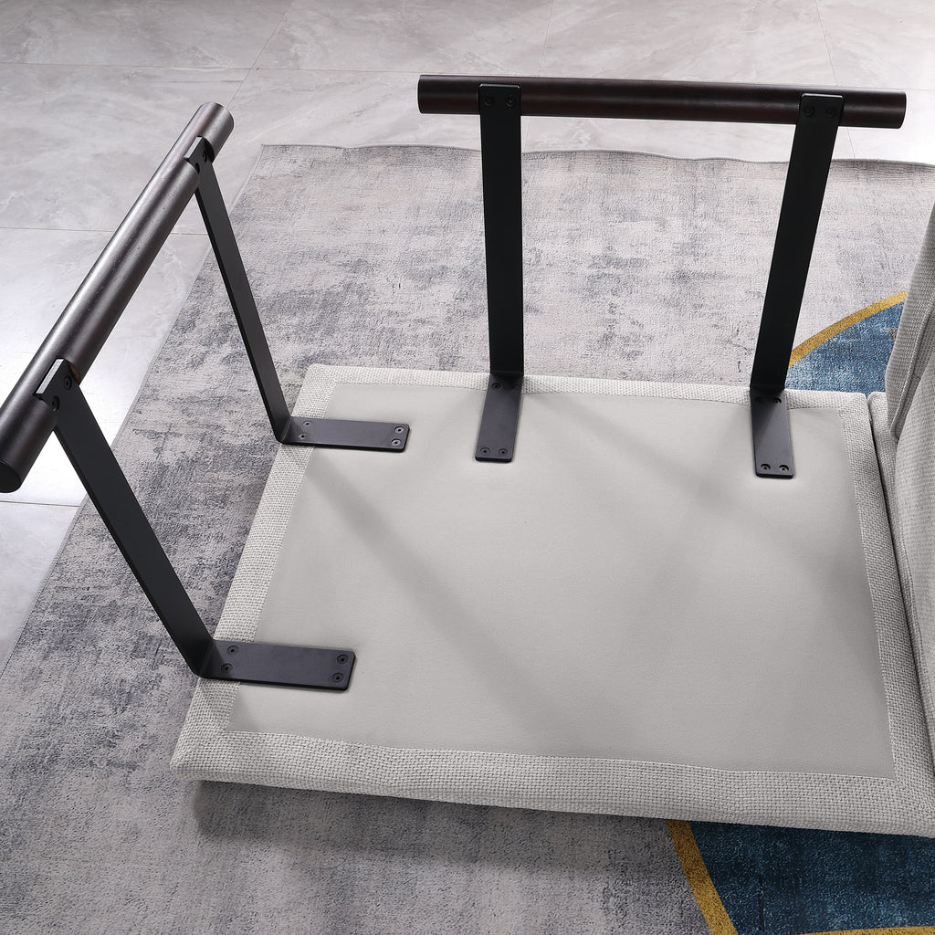 Underside view of modular sofa module showing metal and wood frame construction, highlighting durable build and easy assembly.