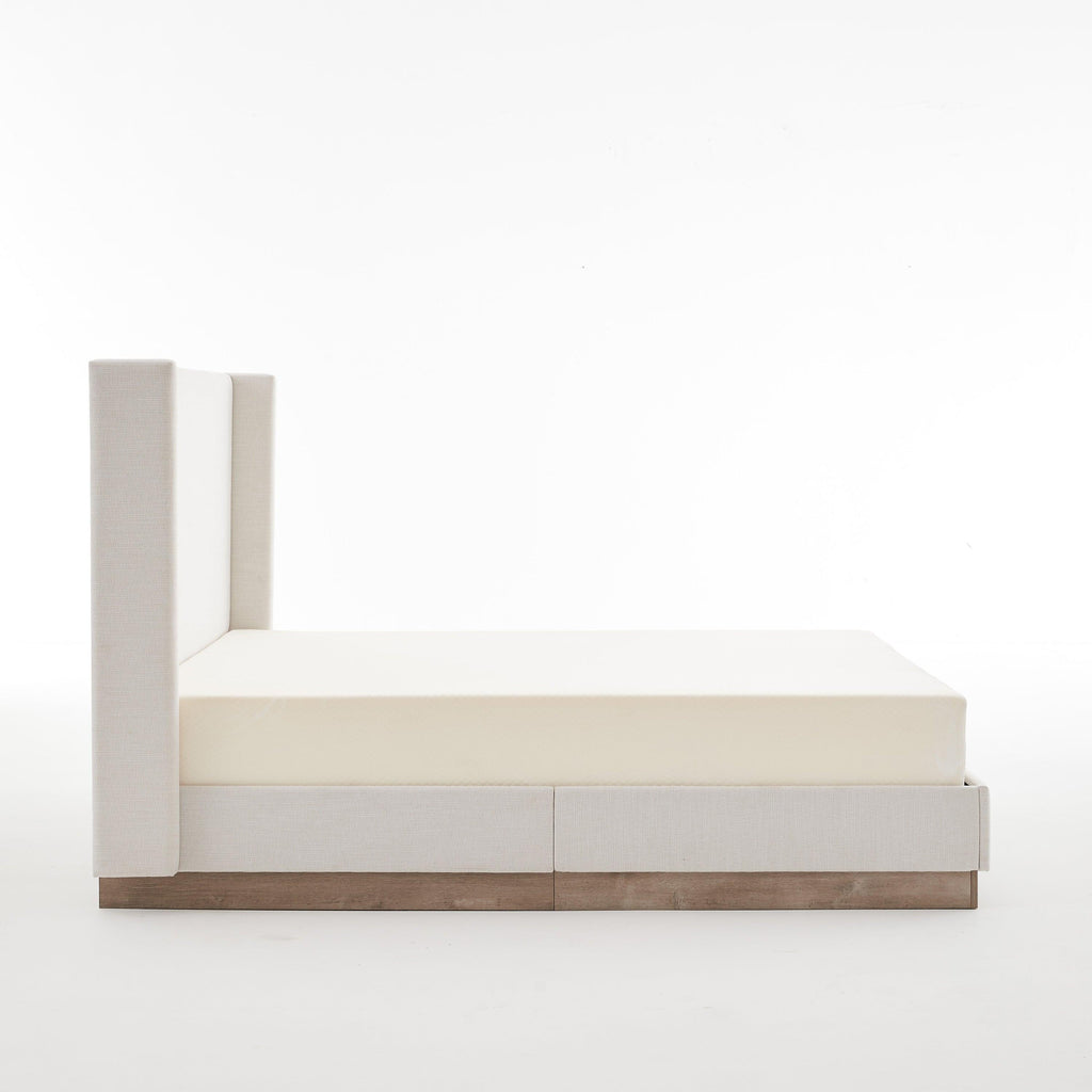 Hosford Minimalist Upholstered Wingback Bed.