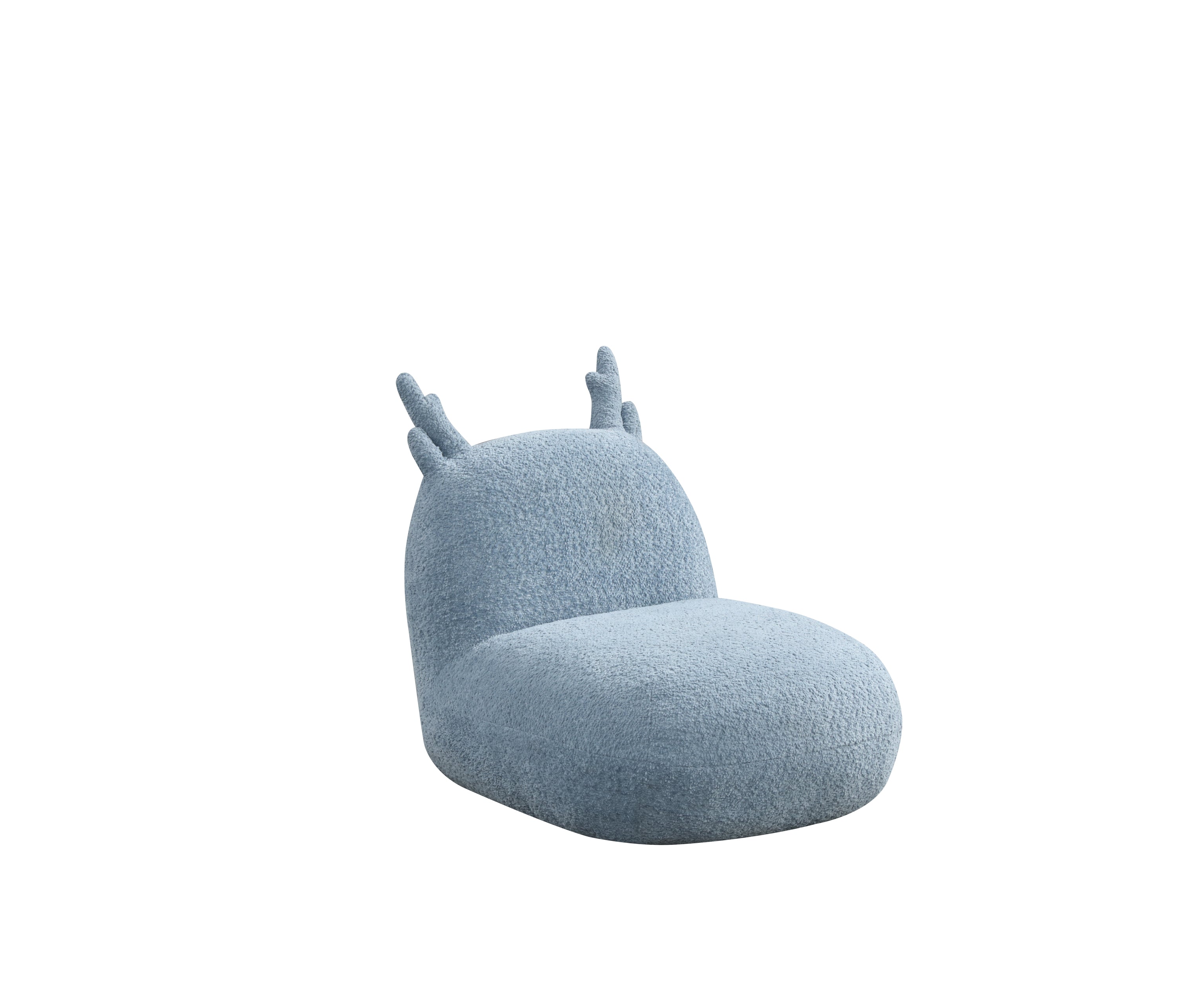Weston Kids Chair - Blue Deer-Shaped with soft chenille fabric and foam seat, featuring whimsical antlers for a cozy and fun kids furniture piece.