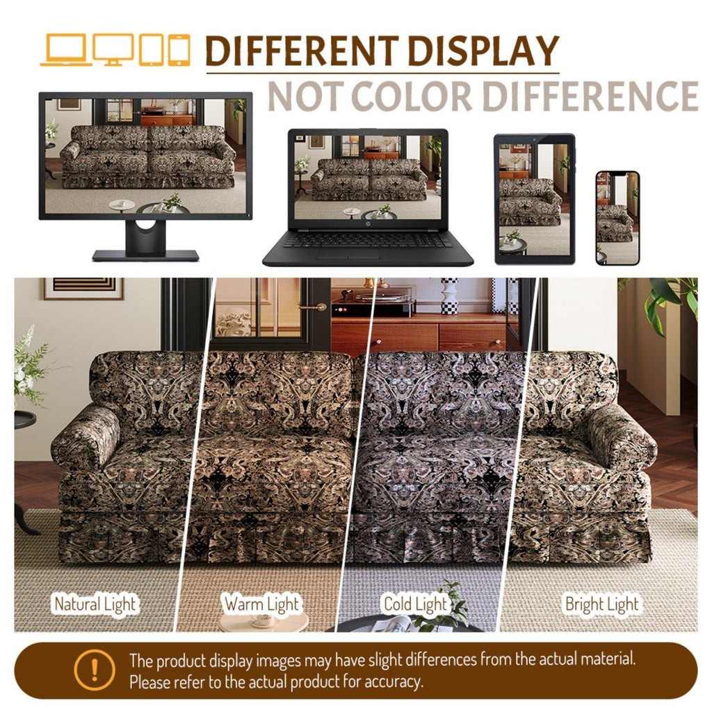 Black Floral Cloud Couch - 3&4-Seater Oxford Fabric Sofa.