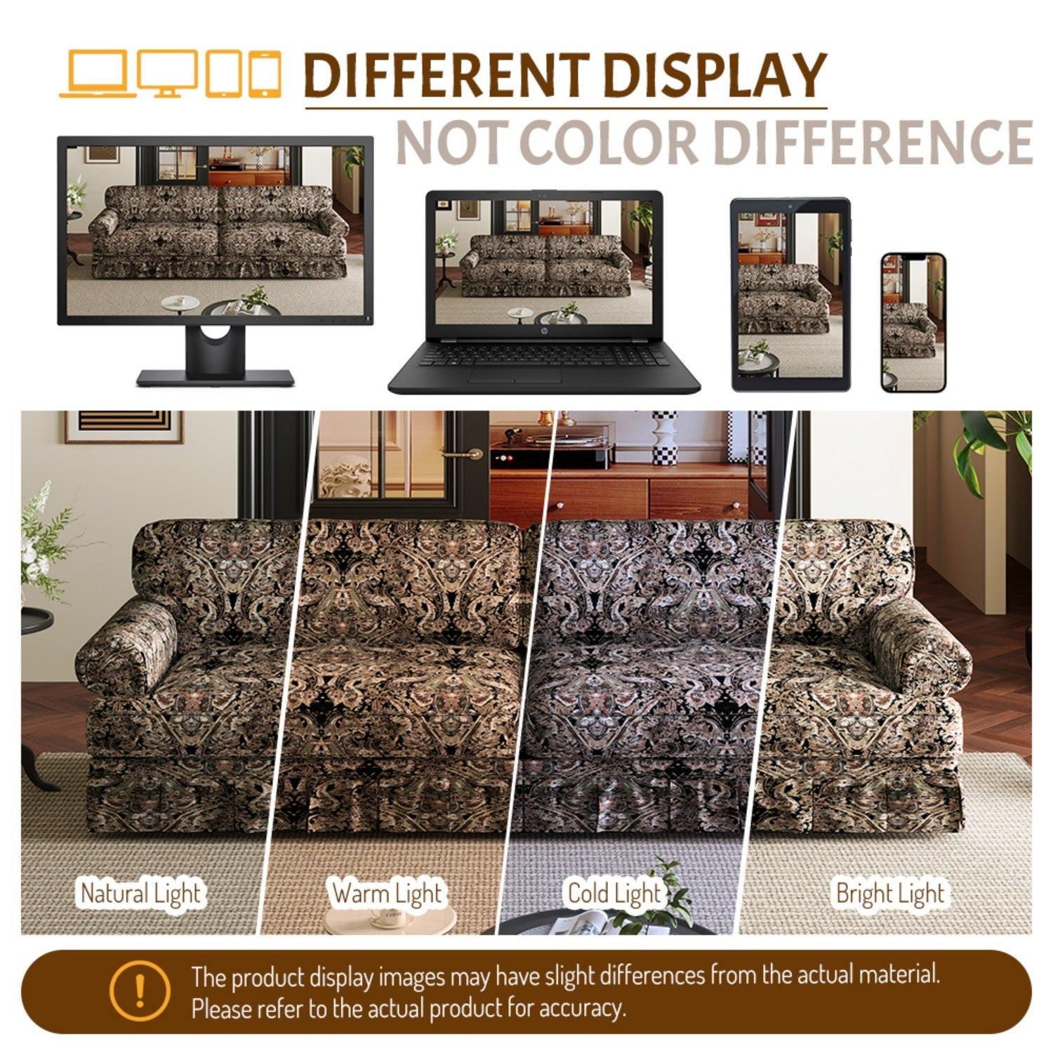 Black Floral Cloud Couch - 3&4-Seater Oxford Fabric Sofa.