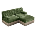 Modular Velvet Sofa in Green with Tassel Skirt.