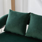Modern Upholstered Velvet Loveseat Settee with Pillows, Comfy 2-Seater Mini Sofa for Small Spaces, Metal Legs, Green
