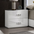 Modern White Nightstand with Storage for Bedroom.