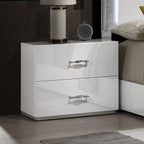 Modern White Nightstand with Storage for Bedroom.