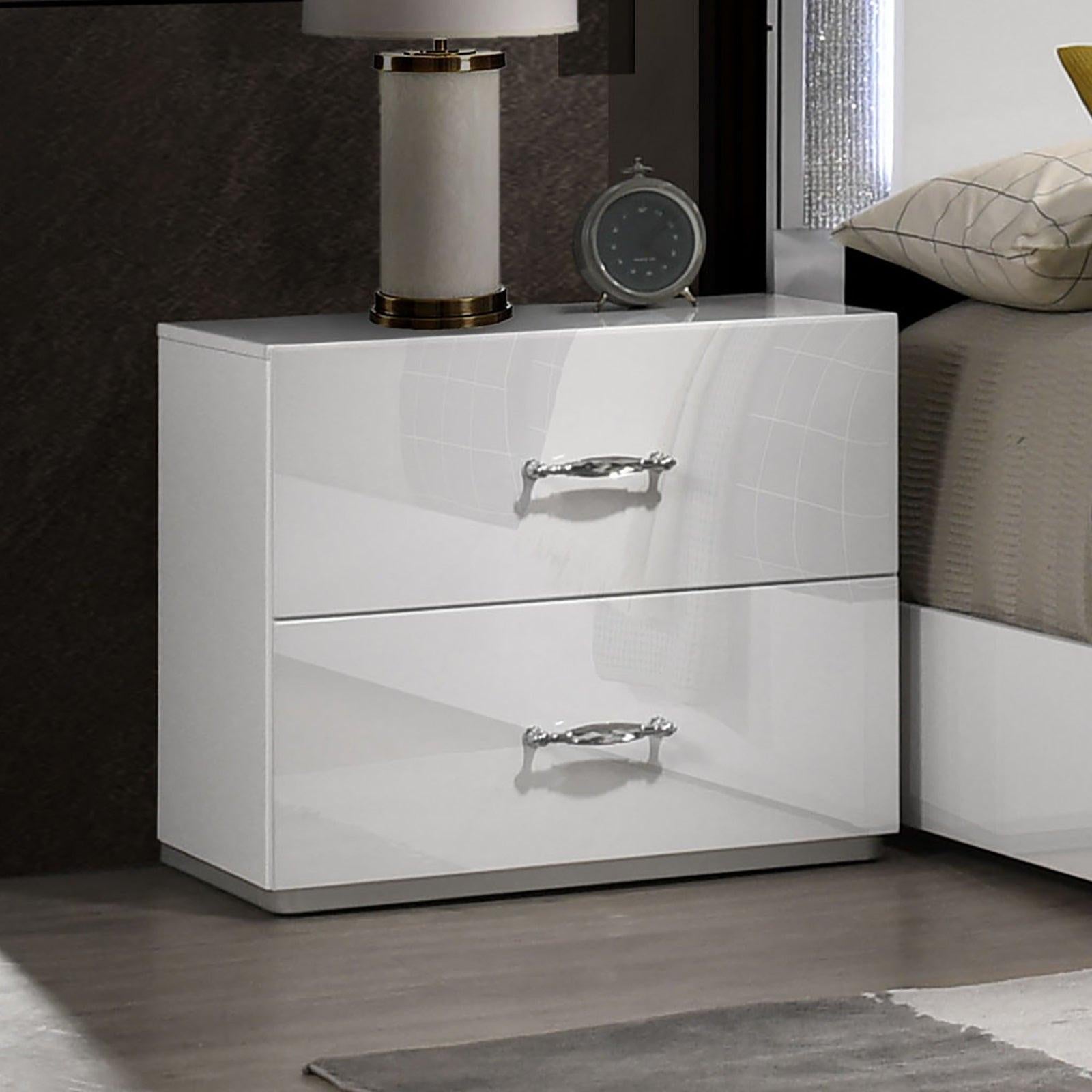 Modern White Nightstand with Storage for Bedroom.