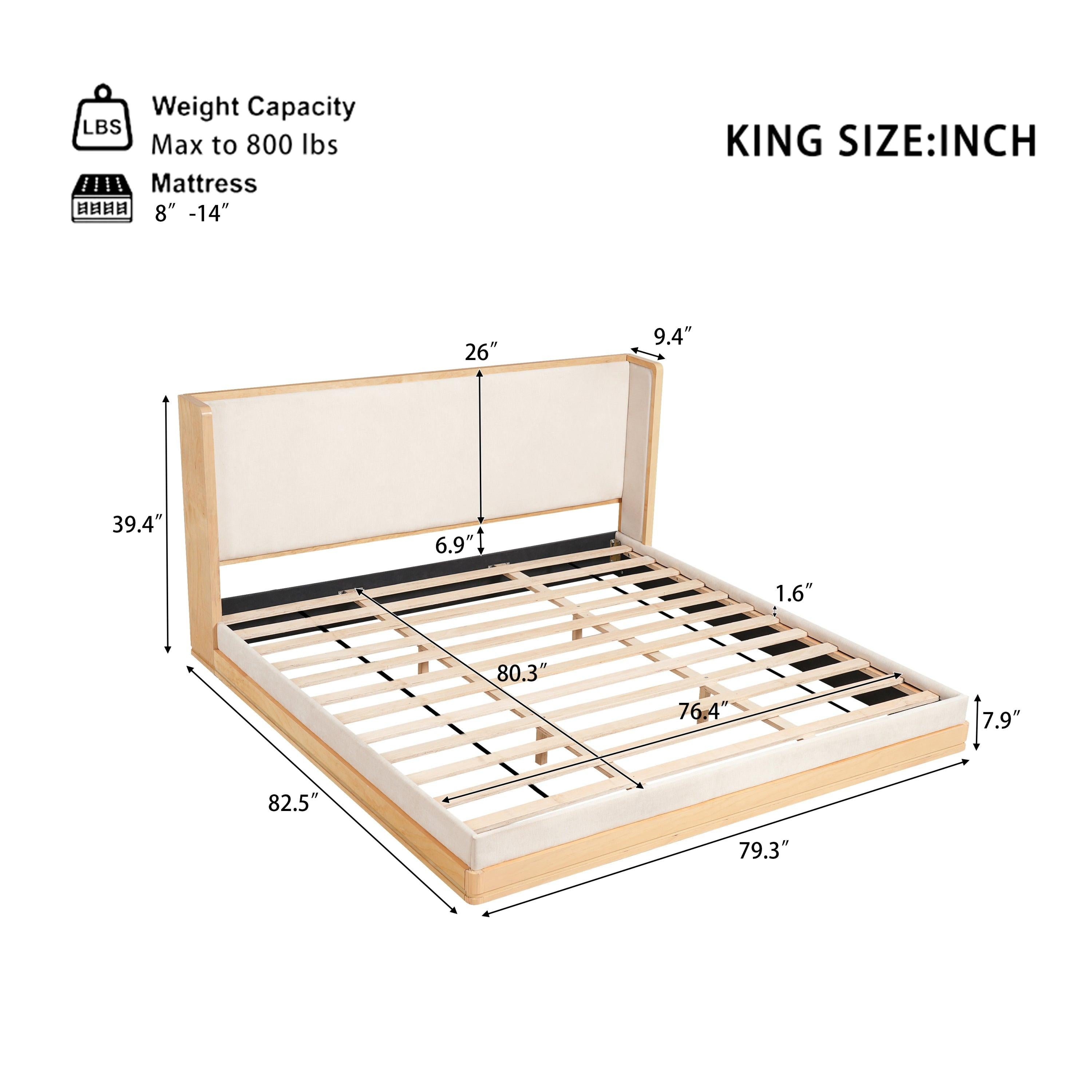 Mid-Century Modern Platform Bed in King Size.