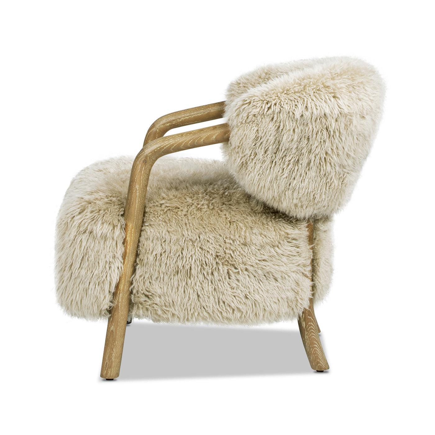 Becker 33' Sheepskin Accent Arm Chair in Taupe Beige.