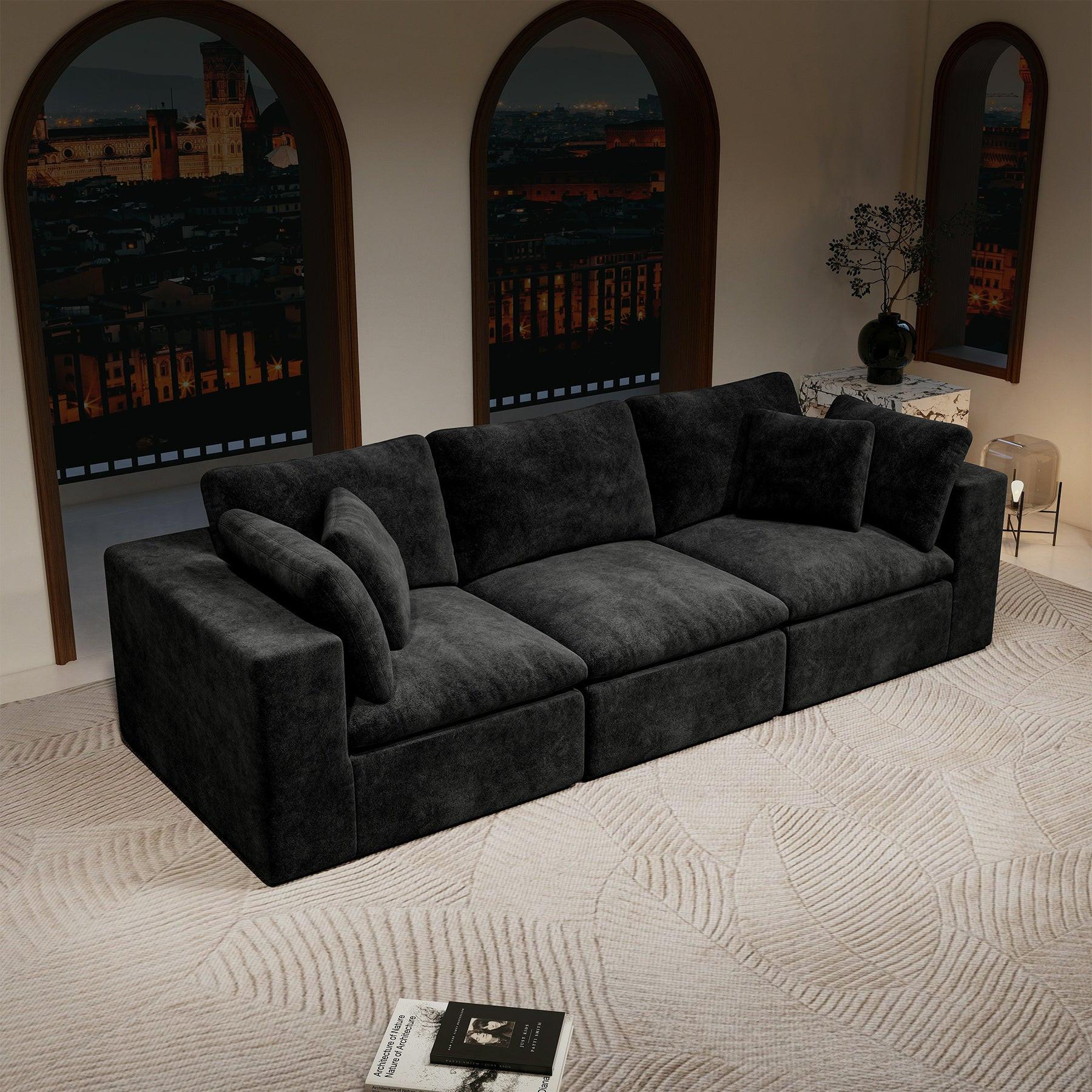 Modular Sectional Sofa in Black - No Assembly Required.