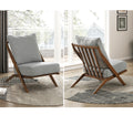 Modern Gray Chenille Accent Chair with Solid Rubberwood Frame