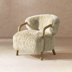 Becker 33' Sheepskin Accent Arm Chair in Taupe Beige.