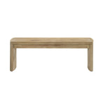 Oak Dining Bench - Wooden Finish Seating shown from the front, highlighting its minimalist silhouette and natural wood texture.
