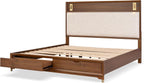 Mid-Century Modern King Size Bed with Storage Drawers.