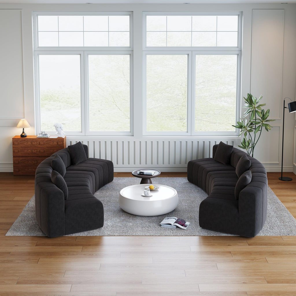 Curved Sectional Sofa with 6 Pillows for Any Room.
