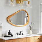 Teardrop Wooden Wall Mirror for Modern Home Decor.