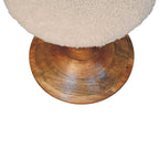 Solid Wood Boucle Teak Accent Stool for Modern Living.