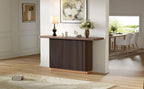 Modern Console Table with Ash Veneer Top and Metal Accent.