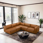 Findlay Mid Century Modern Vegan Leather Sectional Sofa.