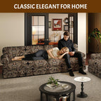 Black Floral Cloud Couch - 3&4-Seater Oxford Fabric Sofa.