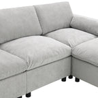 Chenille Modular Sofa - U-Shaped Couch with Storage corner section with thick seat cushions and modular design for flexible arrangement.