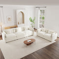 Modern 5-Seater White Chenille Sofa Set for Living Room