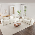 Modern 5-Seater White Chenille Sofa Set for Living Room