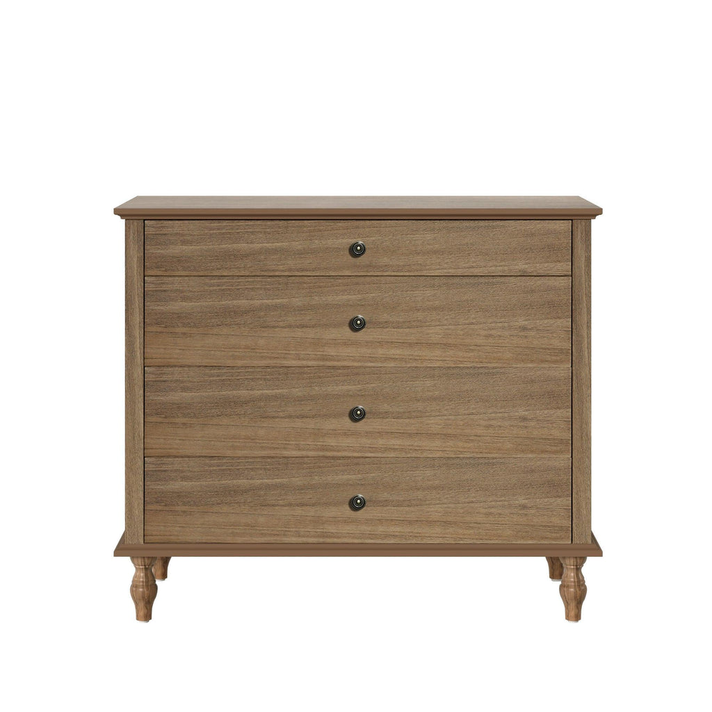 Antique 4-Drawer Chest - Solid Wood Dresser Storage.
