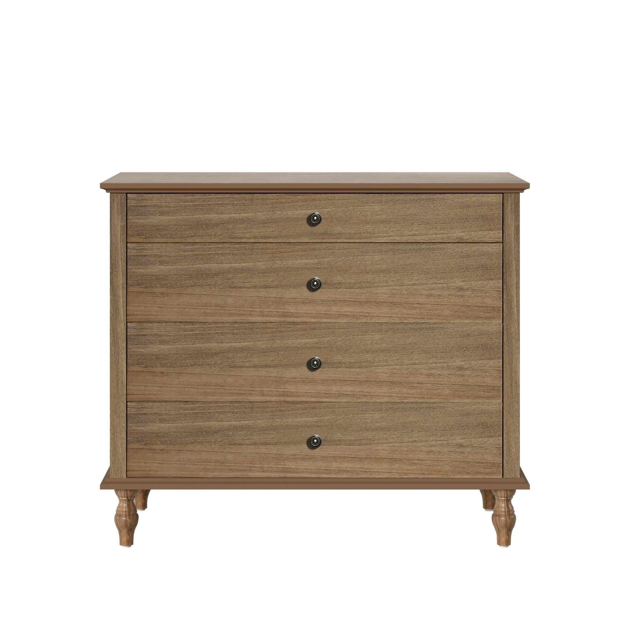 Antique 4-Drawer Chest - Solid Wood Dresser Storage.
