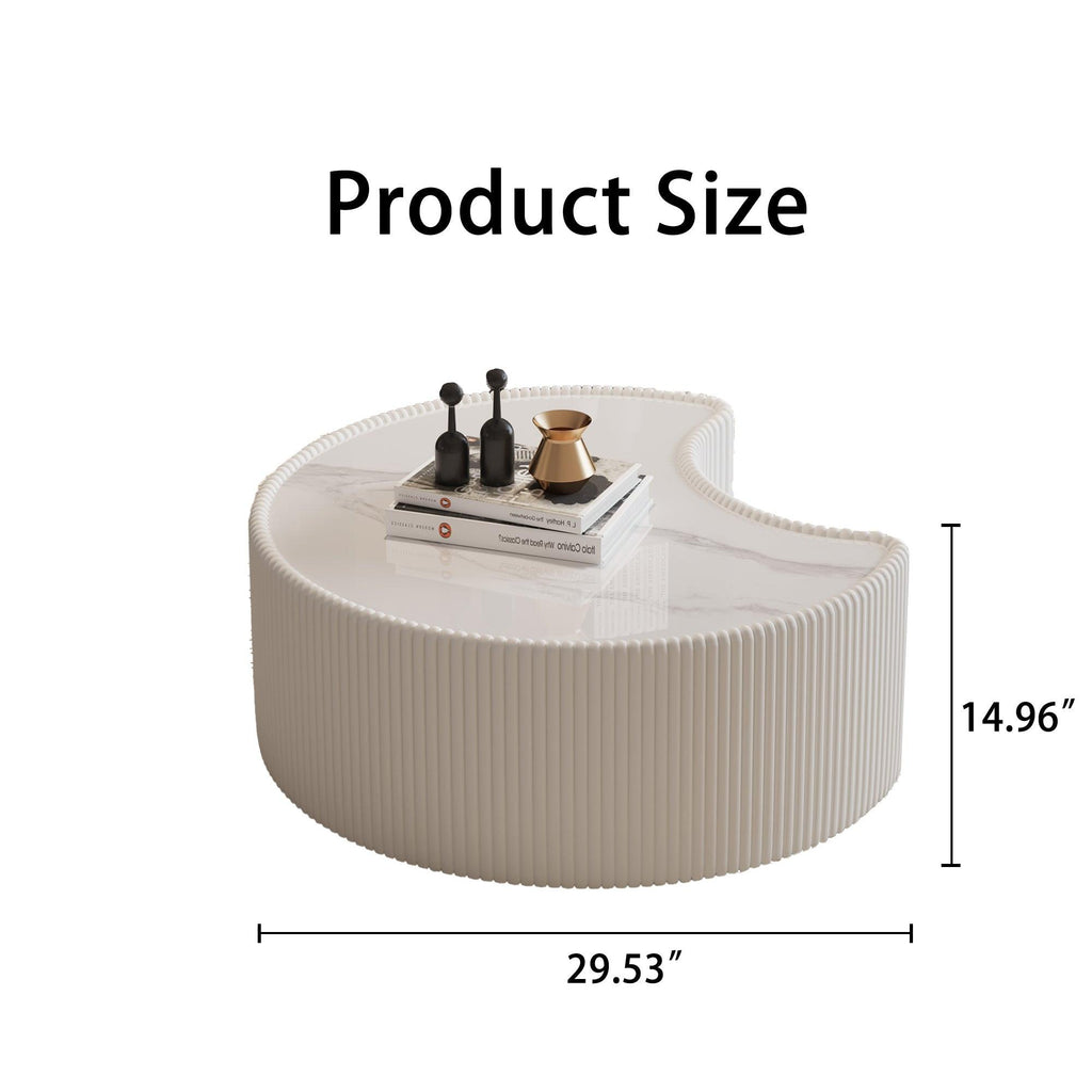 Modern Leather Coffee Table with Irregular Sintered Stone Top.