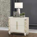 Cinderella Traditional Beige Wood Nightstand with LED Gold Accents