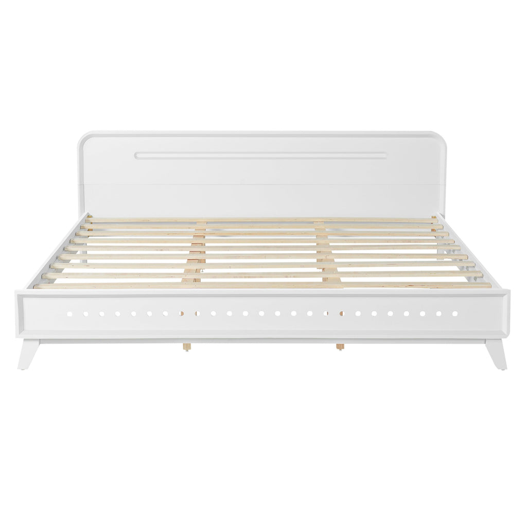 Pine Solid Wood King Size Bed - No Box Spring Needed.