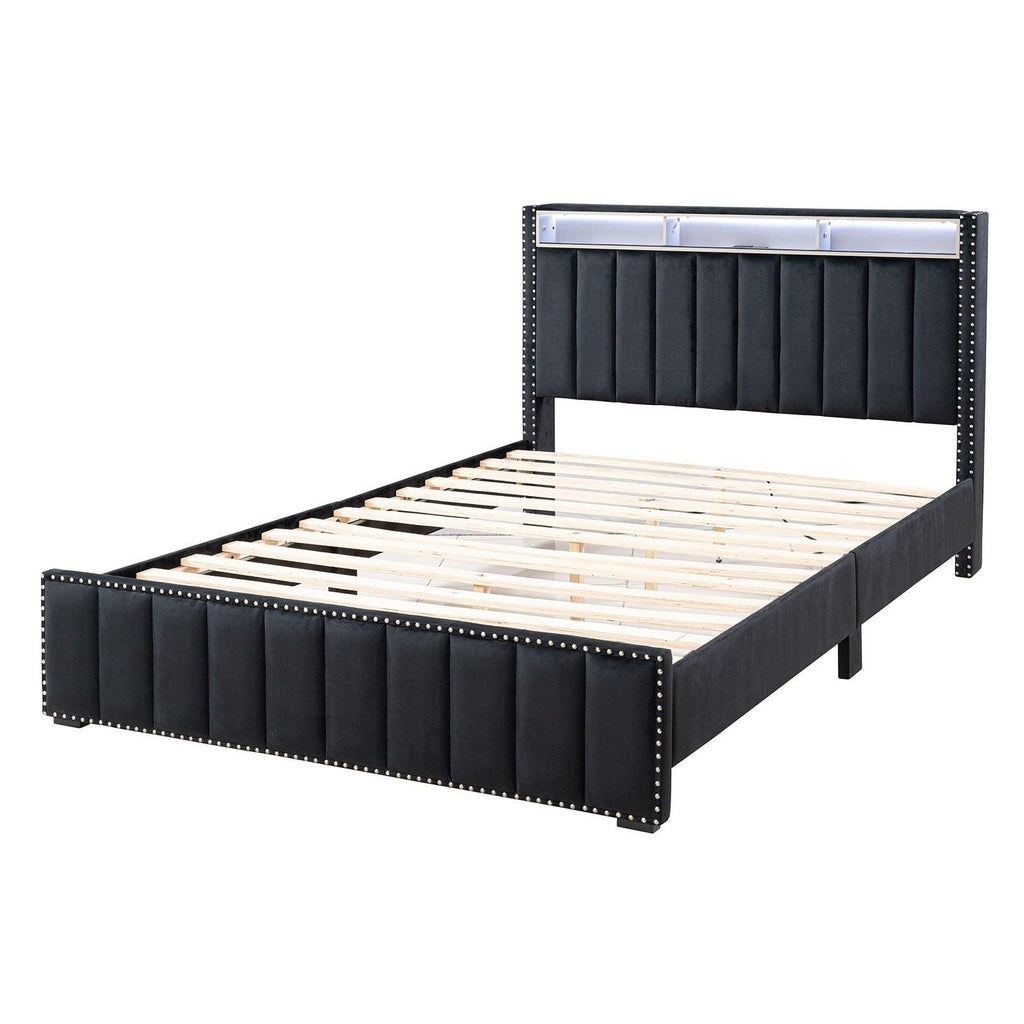 Luxury Queen Size Bed And 2 Nightstands Furniture Set.