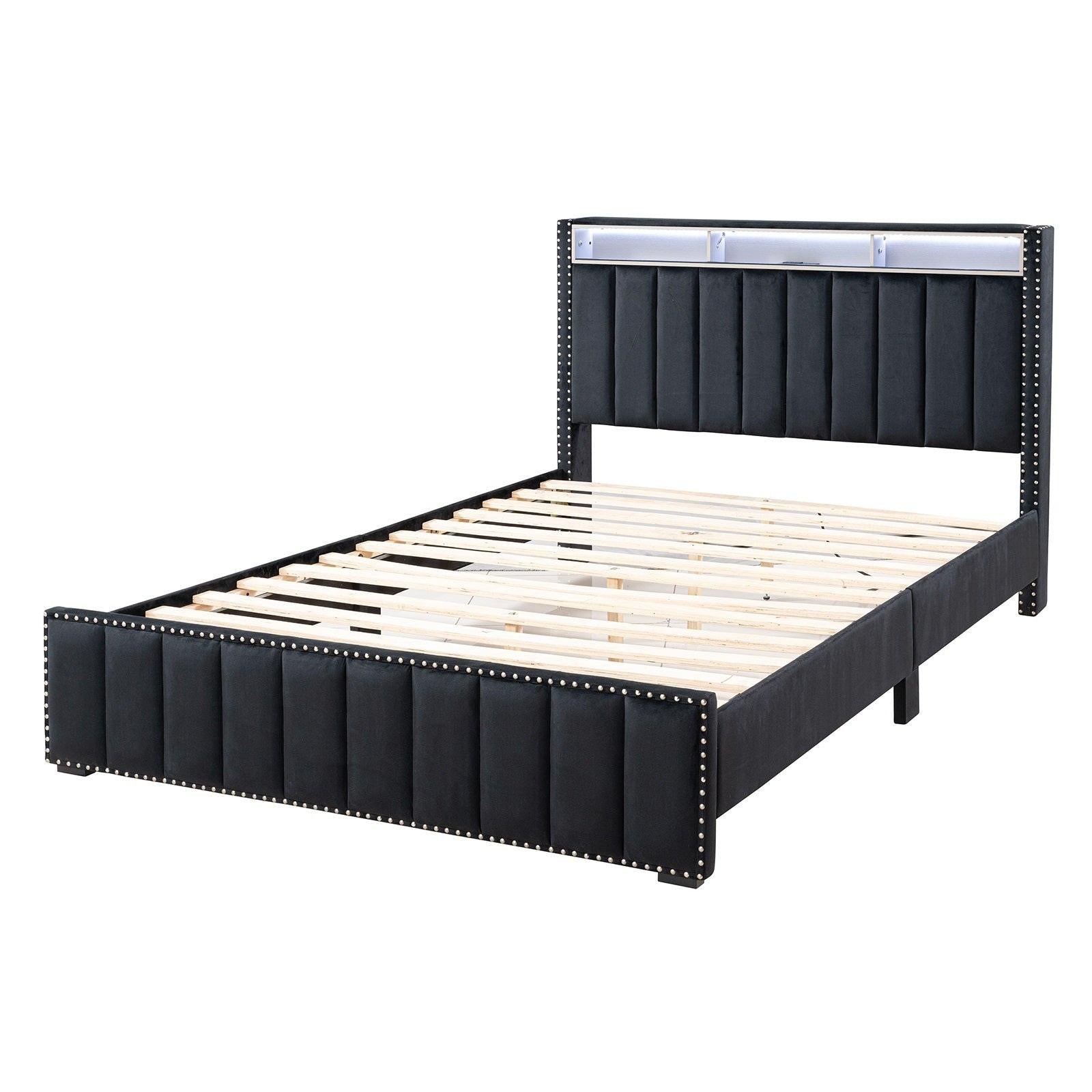 Luxury Queen Size Bed And 2 Nightstands Furniture Set.