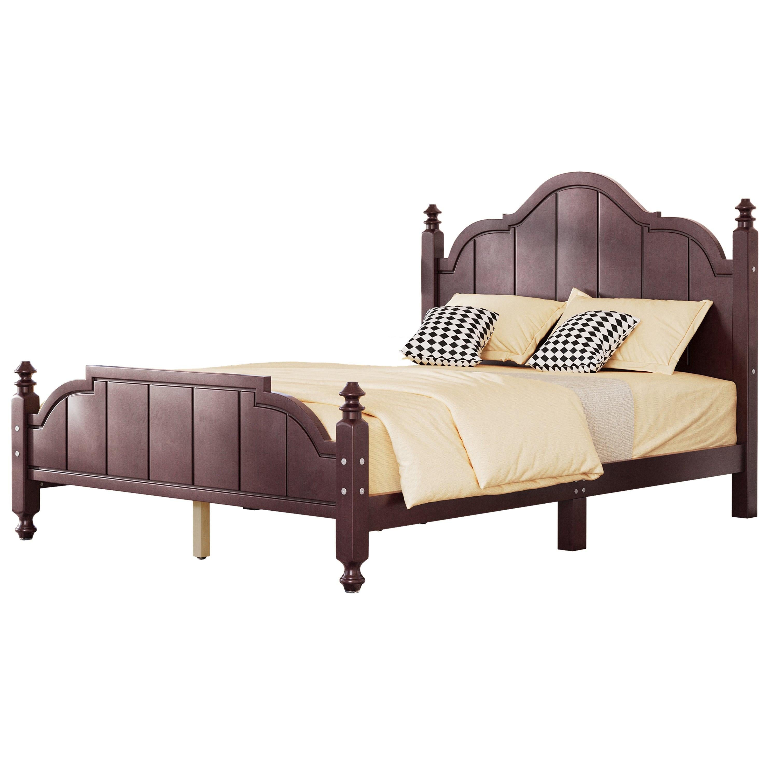 Full Size Wooden Bed Frame with Headboard, Easy Assembly.