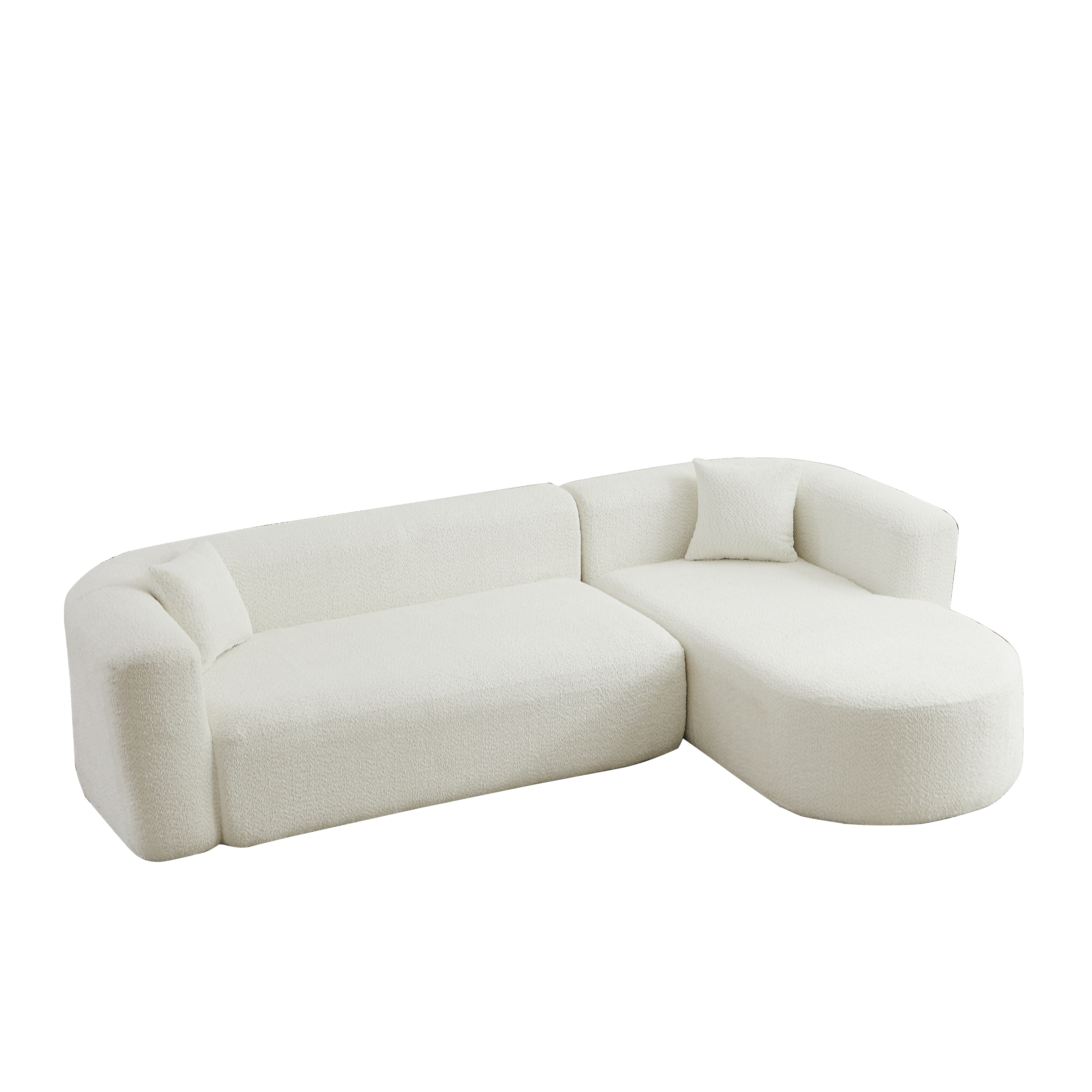 109.4' modular sectional sofa in beige chenille fabric with right-facing chaise. Plush foam filling offers cloud-like comfort for modern living rooms.