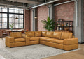 Ginger Leather Match 6-Seater Modular Sectional with Large Arms