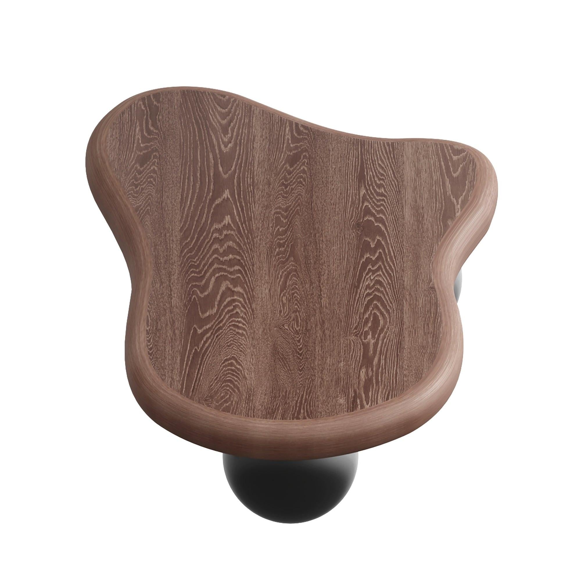 40 Inch Cloud Shaped Coffee Table - Walnut Top Black Legs.