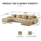 Detailed dimensions of Modern Modular Sofa - U-Shaped Sectional | 4-Seater Comfort with weight capacity and packaging info for easy planning.