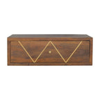Solid wood Floating Chestnut Brass Bedside.