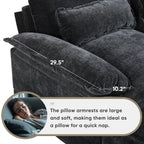 Pillow armrest on Modern U-Shaped Sectional Sofa with Console & USB shown with dimensions, ideal for napping or added comfort.