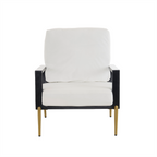 Mid-Century Modern Armchair - White Velvet and Gold Legs.