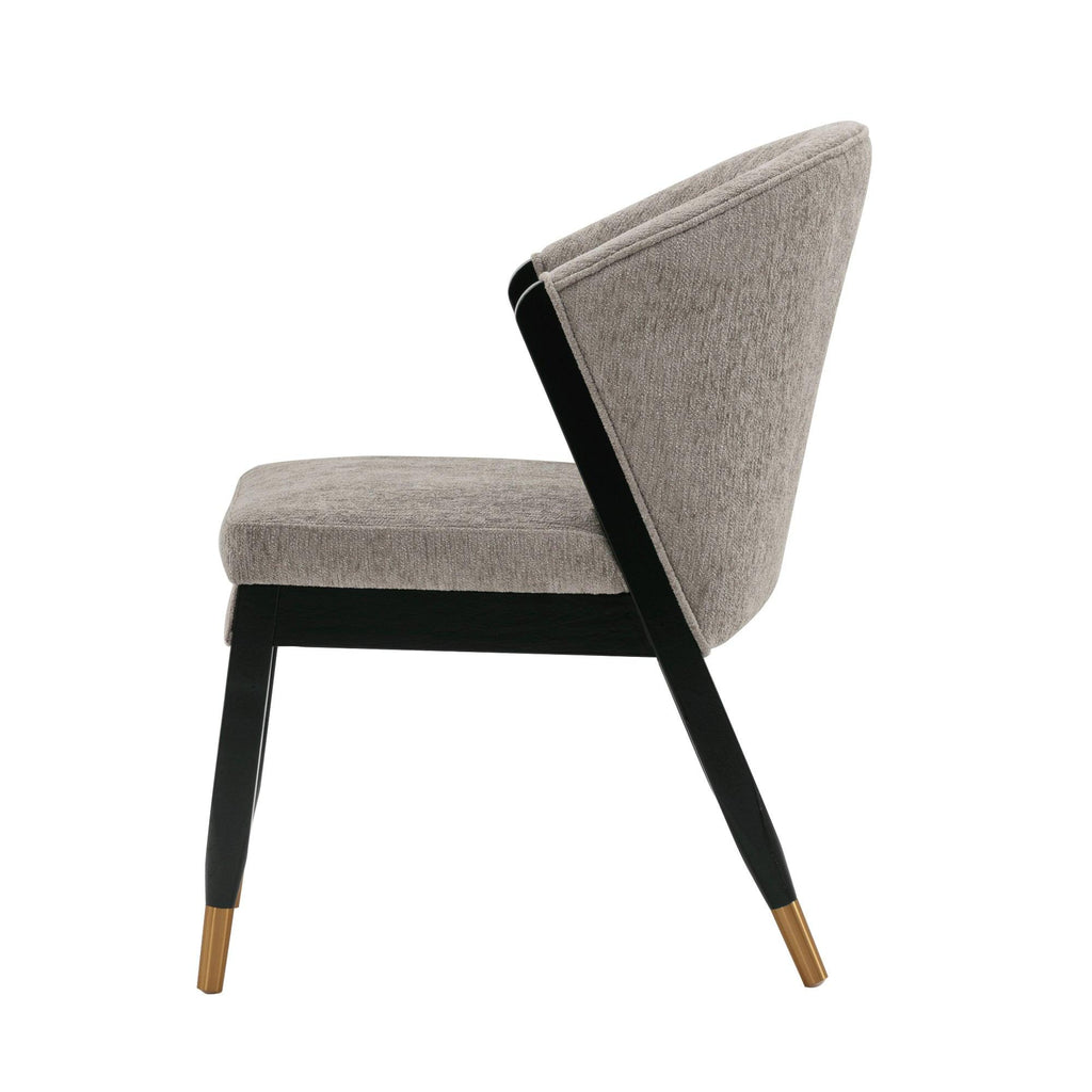 Ola Wood Chenille Dining Chair in Stone.