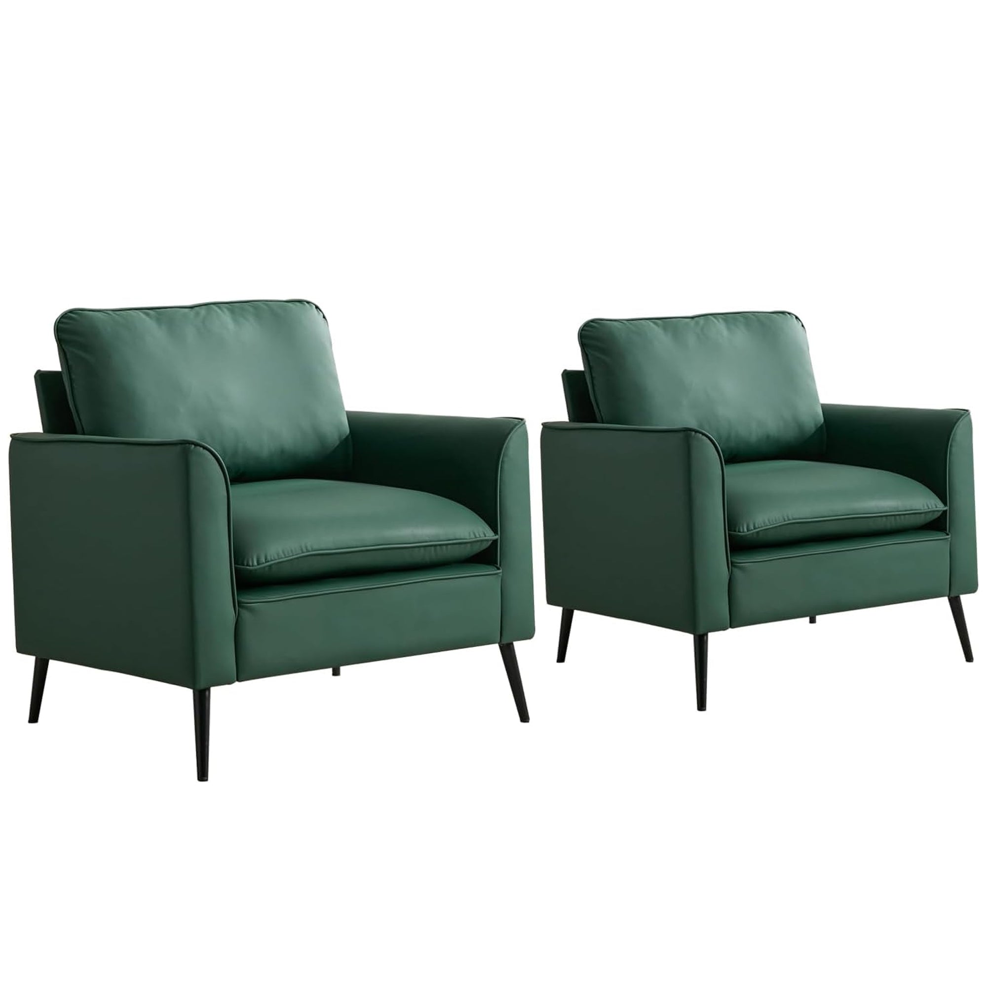 Nordic Retro Green Leather Lounge Chair with Pillows