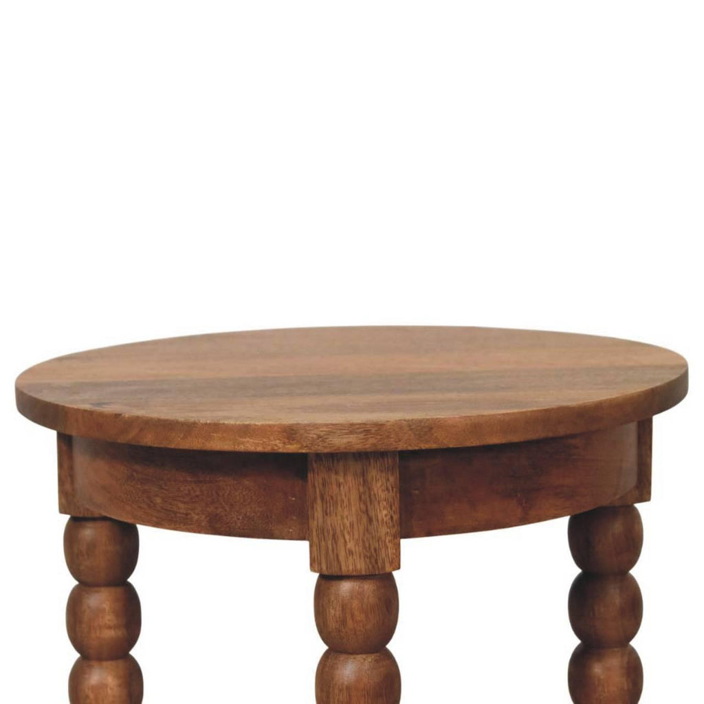 Wooden Barley Twist Round Side Table.