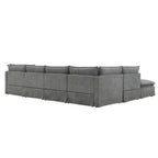 Modular Sectional Sofa with Movable Ottoman, 6-Seat L Shape.