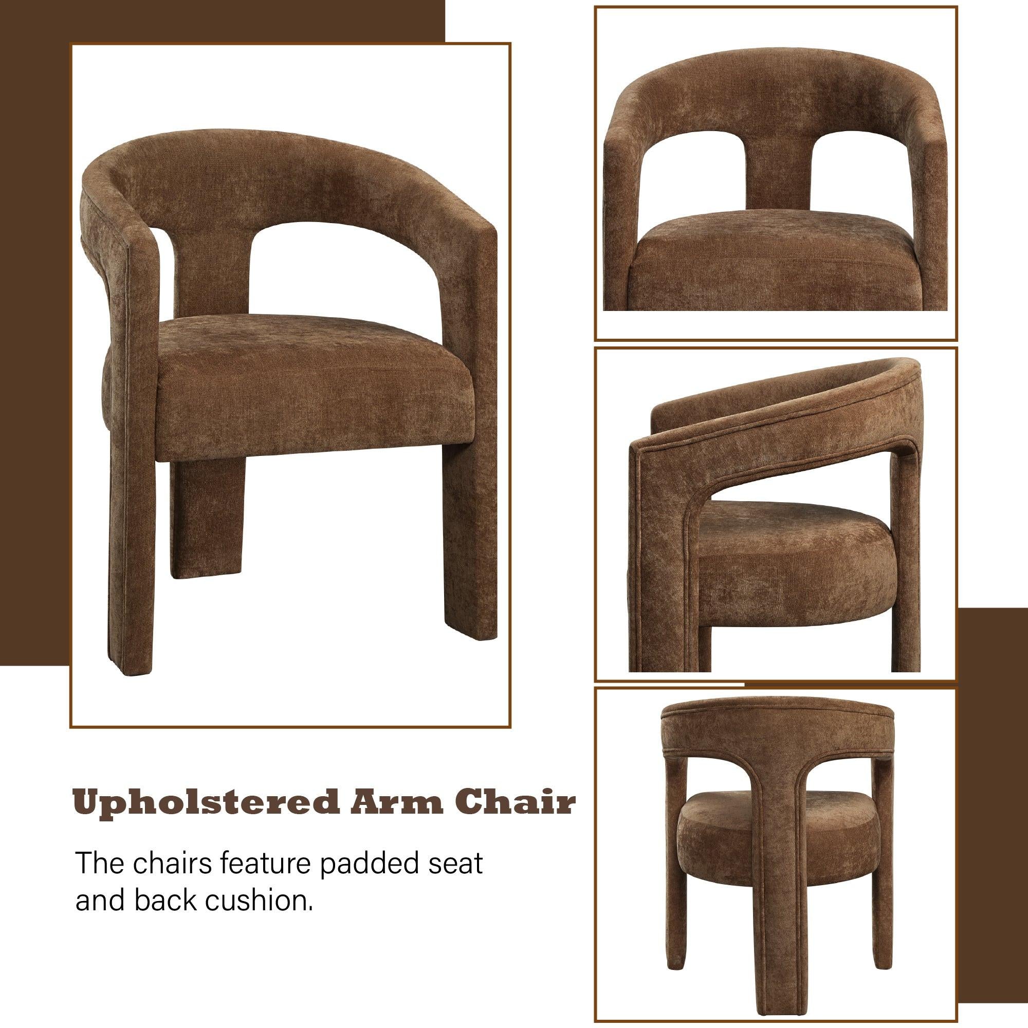 Brown Linen Armchair Set of 2.