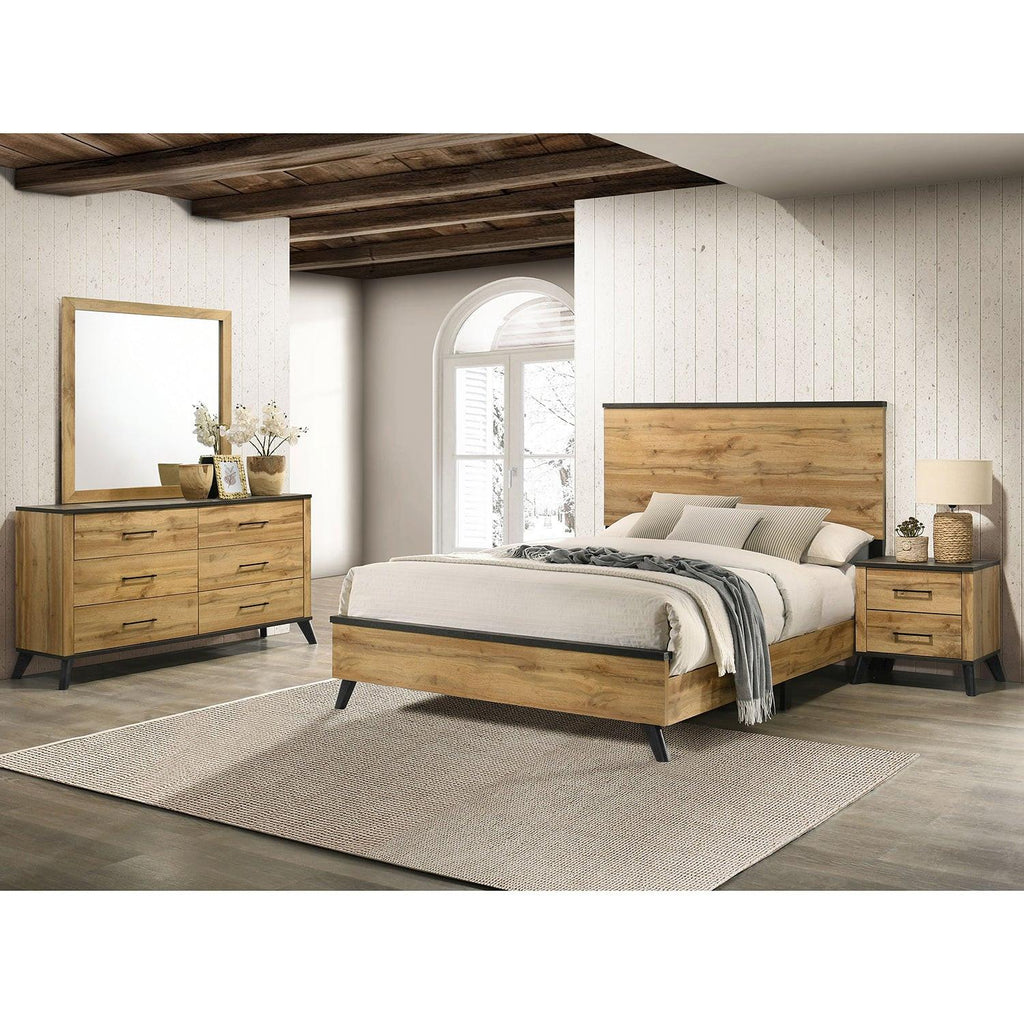 Georgina Natural Pine Mid-Century Queen Bedroom Set.