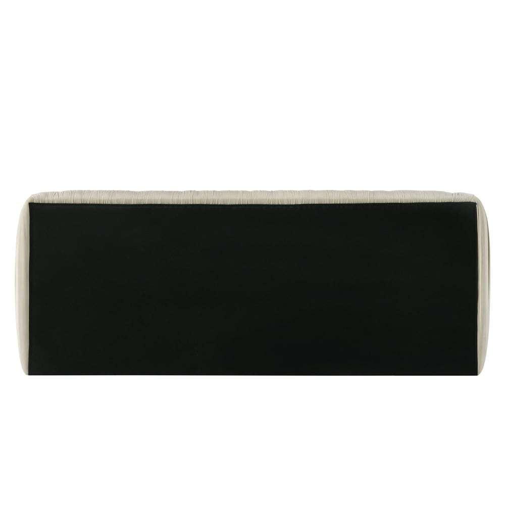 Contemporary Upholstered King Size Bed - Ivory Fabric.