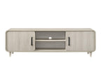 Mid-Century TV Stand with Sliding Doors & Tapered Legs.