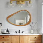 Teardrop Wooden Wall Mirror for Modern Home Decor.